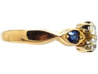 Edwardian 18ct Gold, Sapphire & Diamond Three Leaf Clover Ring