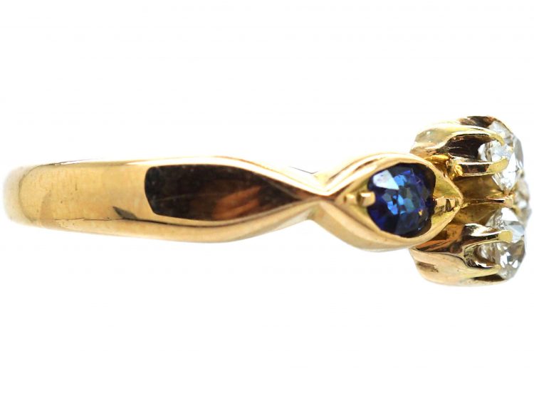 Edwardian 18ct Gold, Sapphire & Diamond Three Leaf Clover Ring