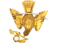 Regency 15ct Two Colour Gold Dove Brooch set with Turquoise