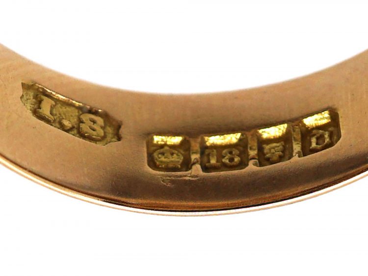Edwardian Large 18ct Gold Knot Ring set with Three Diamonds