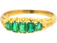 Victorian 18ct Gold Ring set with Five Graduated Emeralds