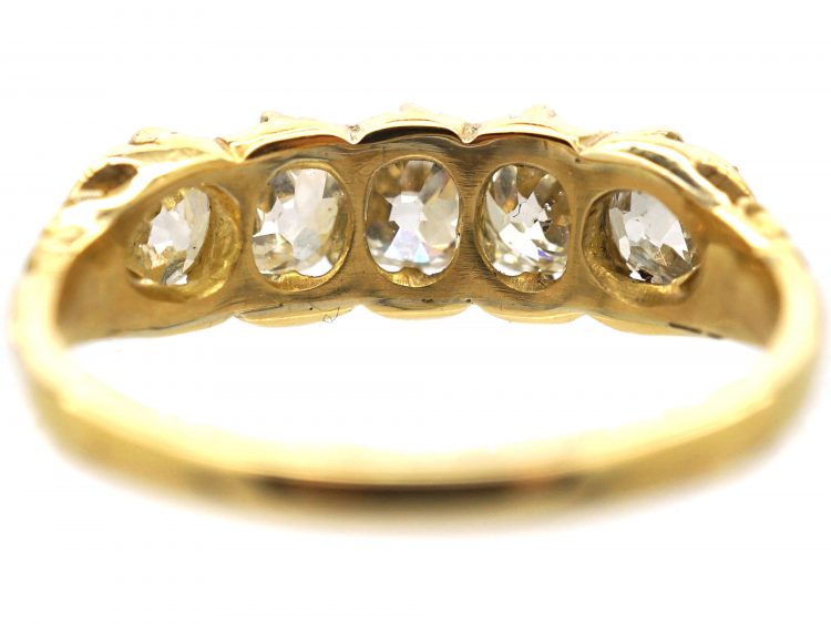 Victorian 18ct Gold, Five Stone Old Mine Cut Diamond Ring