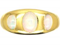Edwardian 18ct Gold, Three Stone Cabochon Opal Ring