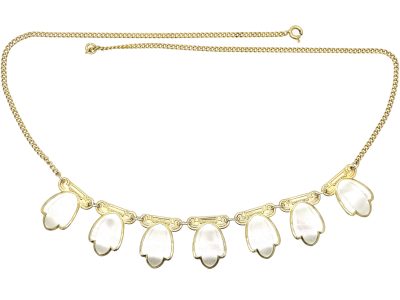 Norwegian Retro Silver & White Enamel Necklace by Andresen & Scheinflug