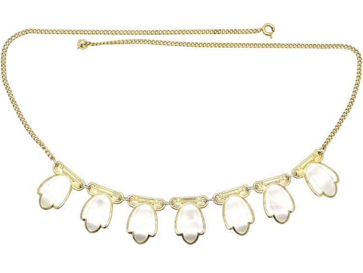 Norwegian Retro Silver & White Enamel Necklace by Andresen & Scheinflug