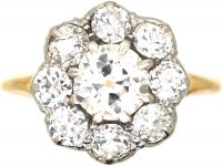 Retro 18ct Gold & Palladium Diamond Set Daisy Cluster Ring