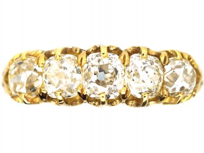 Victorian 18ct Gold, Five Stone Old Mine Cut Diamond Ring