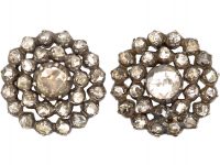 19th Century Rose Diamond Cluster Earrings