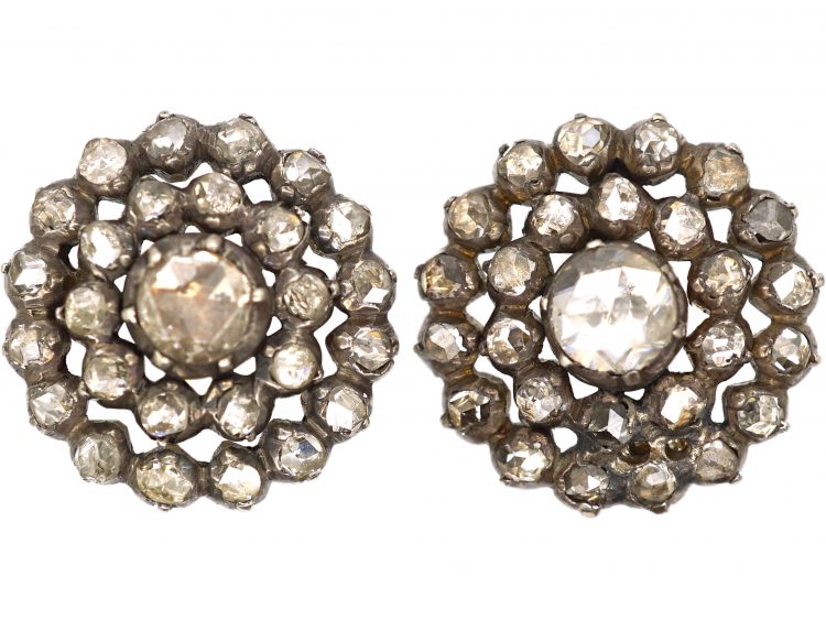19th Century Rose Diamond Cluster Earrings