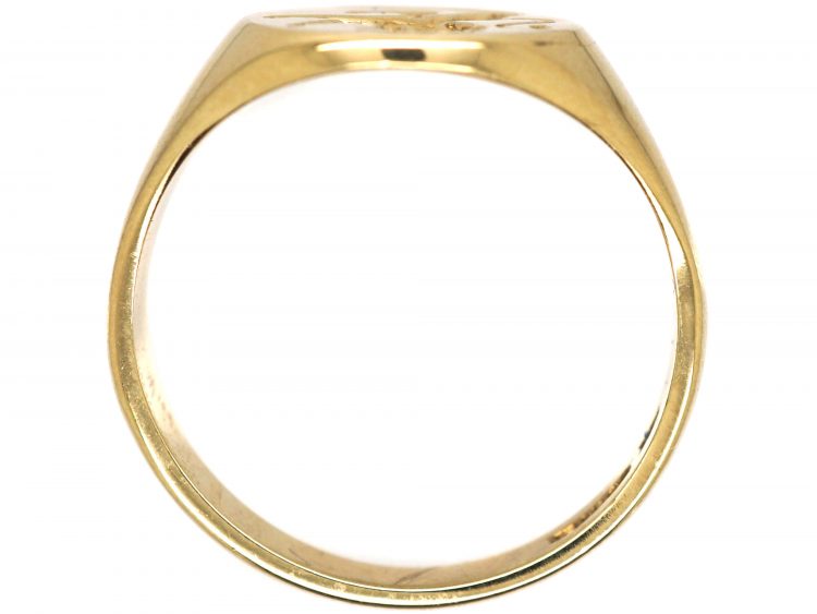 9ct Gold Signet Ring with Engraved Intaglio of a Lion