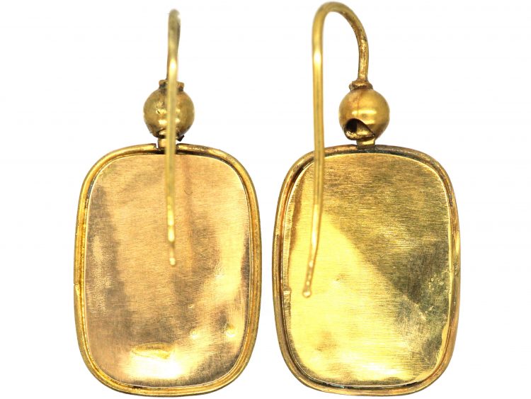 Victorian 15ct Two Colour Gold Drop Earrings with Bird Motif