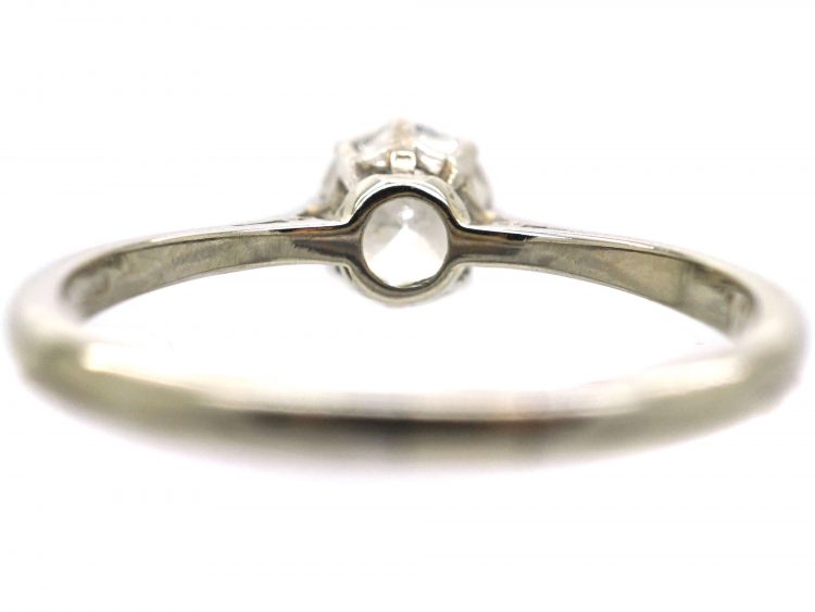Art Deco 18ct White Gold & Platinum, Diamond Solitaire Ring