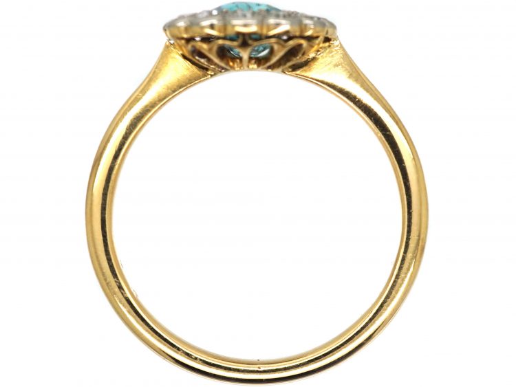 Edwardian 18ct & Platinum, Zircon & Diamond Cluster Ring