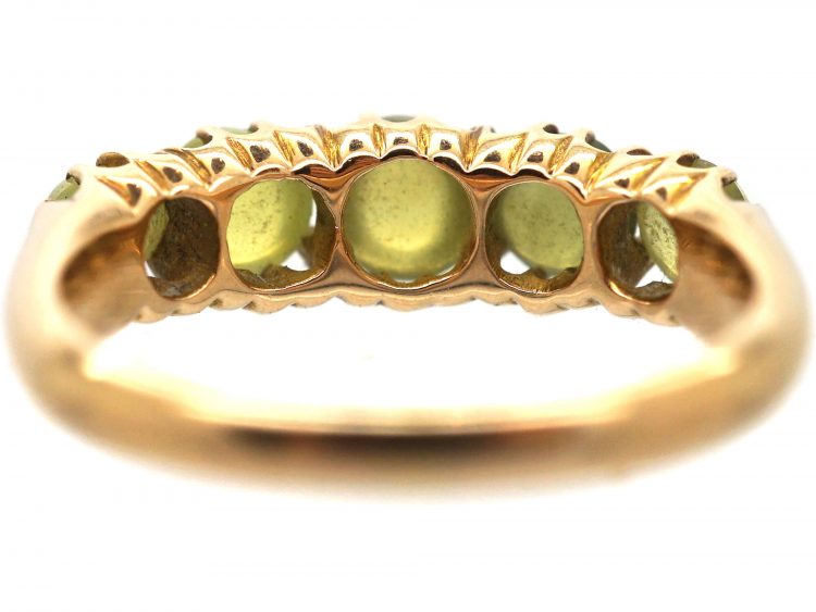 Victorian 18ct Gold, Five Stone Cat's Eye Chrysoberyl Ring