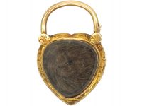 Regency 15ct Gold Heart Shaped Padlock set with Garnets & Chrysolite