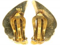 Norwegian Silver & Blue Enamel Leaf Earrings