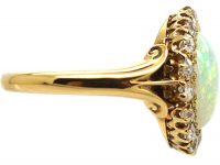 Edwardian Large 18ct Gold, Opal & Diamond Cluster Ring