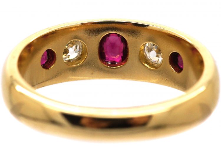 Victorian 18ct Gold, Ruby & Diamond Gypsy Ring
