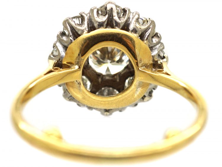 Retro 18ct Gold, Large Diamond Daisy Cluster Ring