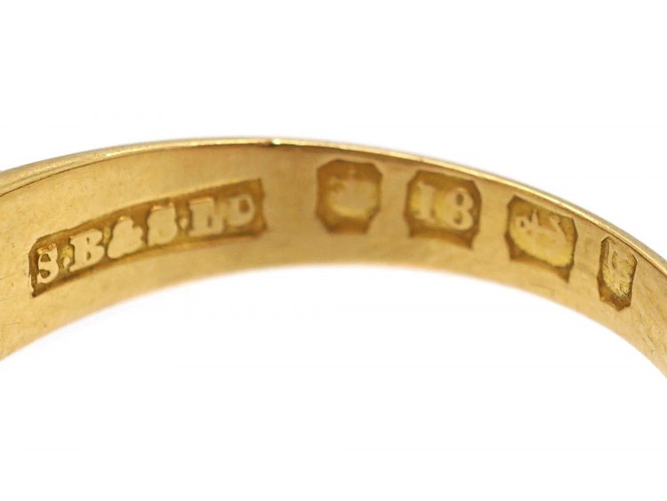 Victorian 18ct Gold, Five Stone Ruby & Diamond Boat Shaped Ring