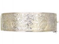 Victorian Silver Bangle with Engraved Fern Design