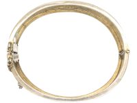 Victorian Silver Bangle with Engraved Scroll Detail