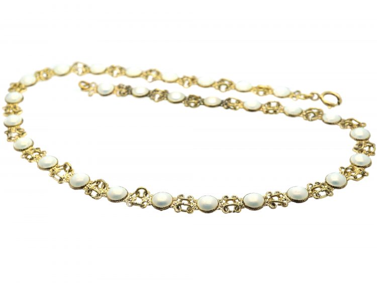 Mid 20th Century Silver & White Enamel Necklace by Arne Nordlie