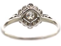 Art Deco Platinum & Diamond Cluster Ring with Baguette Diamond Detail