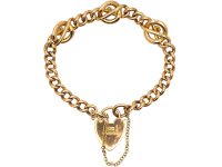 Edwardian 15ct Gold Bracelet set with Two Sapphires & a Diamond
