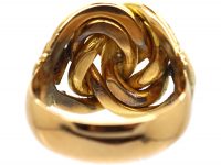 Edwardian Large 18ct Gold Knot Ring set with Three Diamonds
