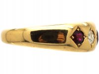 Victorian 18ct Gold, Ruby & Diamond Gypsy Ring