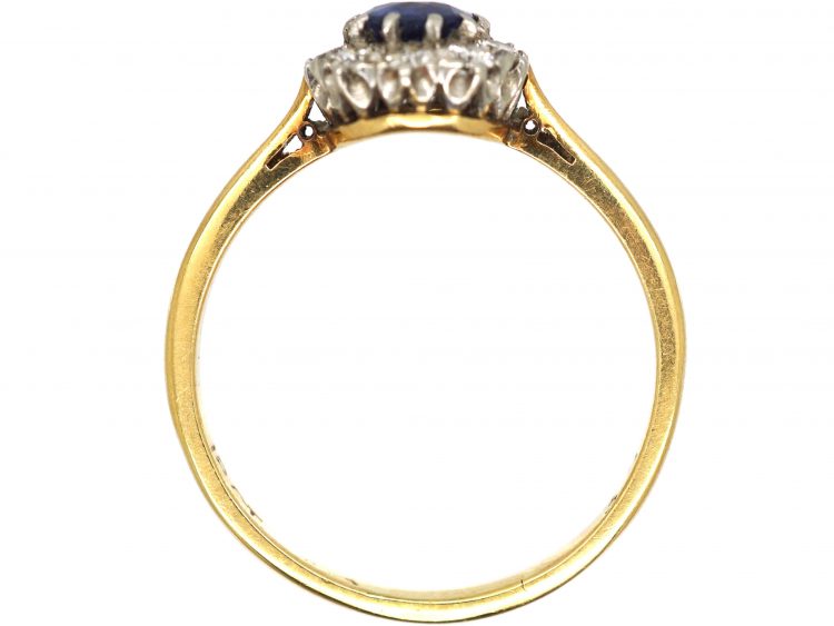Edwardian 18ct Gold, Sapphire & Diamond Cluster Ring