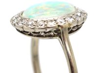 Edwardian 18ct Gold, Opal & Diamond Cluster Ring