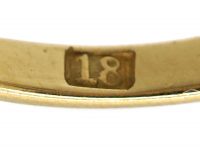 Victorian 18ct Gold, Five Stone Sapphire & Diamond Carved Half Hoop Ring