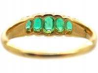 Victorian 18ct Gold Ring set with Five Graduated Emeralds