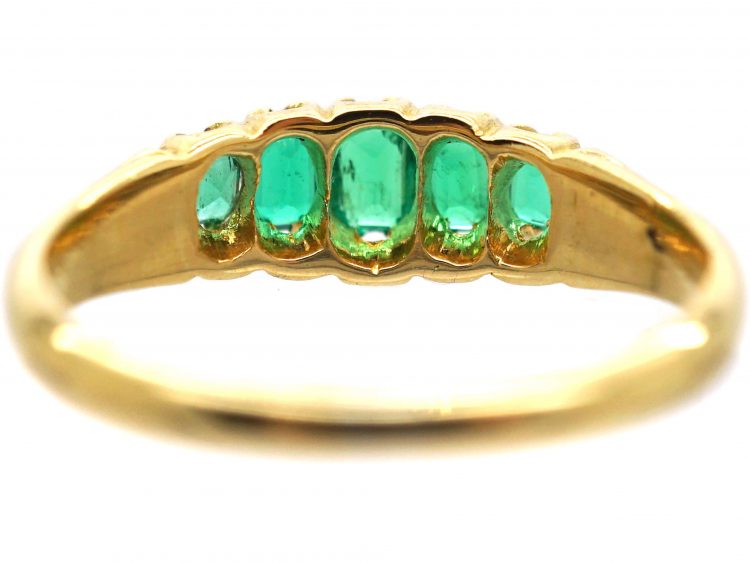 Victorian 18ct Gold Ring set with Five Graduated Emeralds