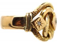 Edwardian Large 18ct Gold Knot Ring set with Three Diamonds