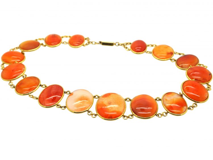 Victorian 18ct Gold Graduated Carnelian Collar
