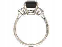 Art Deco 18ct White Gold & Platinum, Green Tourmaline & Diamond Ring