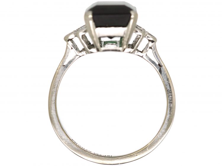 Art Deco 18ct White Gold & Platinum, Green Tourmaline & Diamond Ring