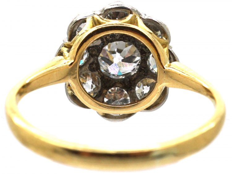 Retro 18ct Gold & Palladium Diamond Set Daisy Cluster Ring