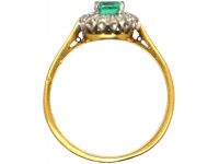 18ct Gold & Platinum, Emerald & Diamond Cluster Ring