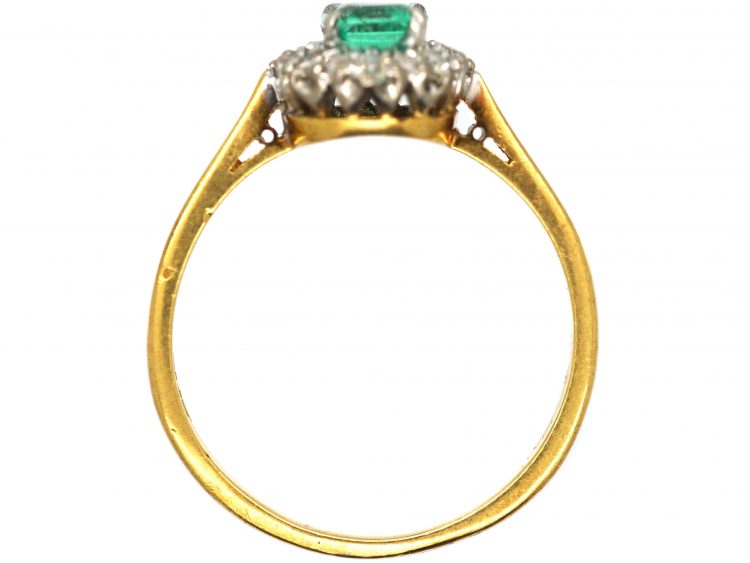 18ct Gold & Platinum, Emerald & Diamond Cluster Ring