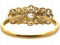 Edwardian 18ct Gold & Diamond Triple Cluster Diamond Ring