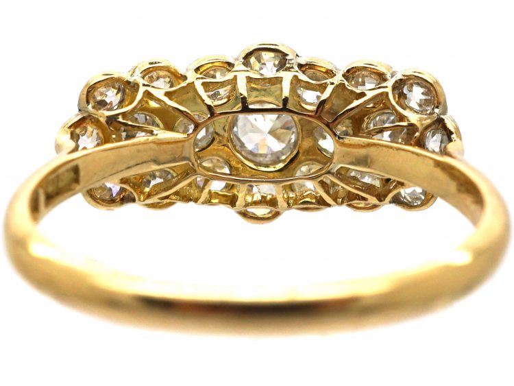 Edwardian 18ct Gold & Diamond Triple Cluster Diamond Ring