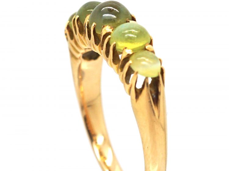 Victorian 18ct Gold, Five Stone Cat's Eye Chrysoberyl Ring