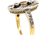 Art Nouveau 18ct White & Yellow Gold, Ruby & Diamond Ring