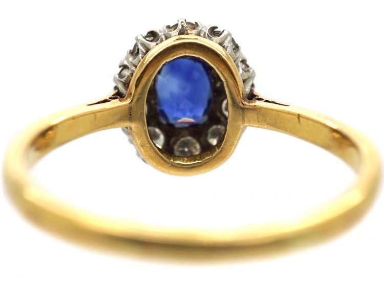 Edwardian 18ct Gold, Sapphire & Diamond Cluster Ring