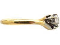 Edwardian 18ct Gold & Platinum, Three Stone Diamond Crossover Ring