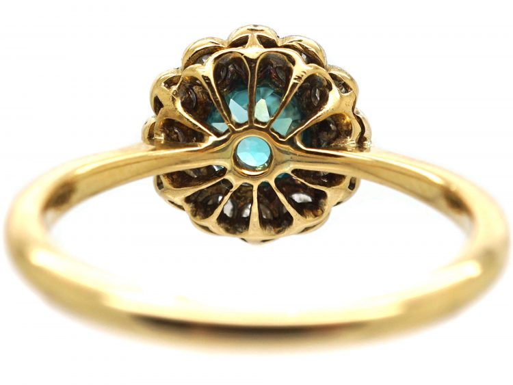 Edwardian 18ct & Platinum, Zircon & Diamond Cluster Ring